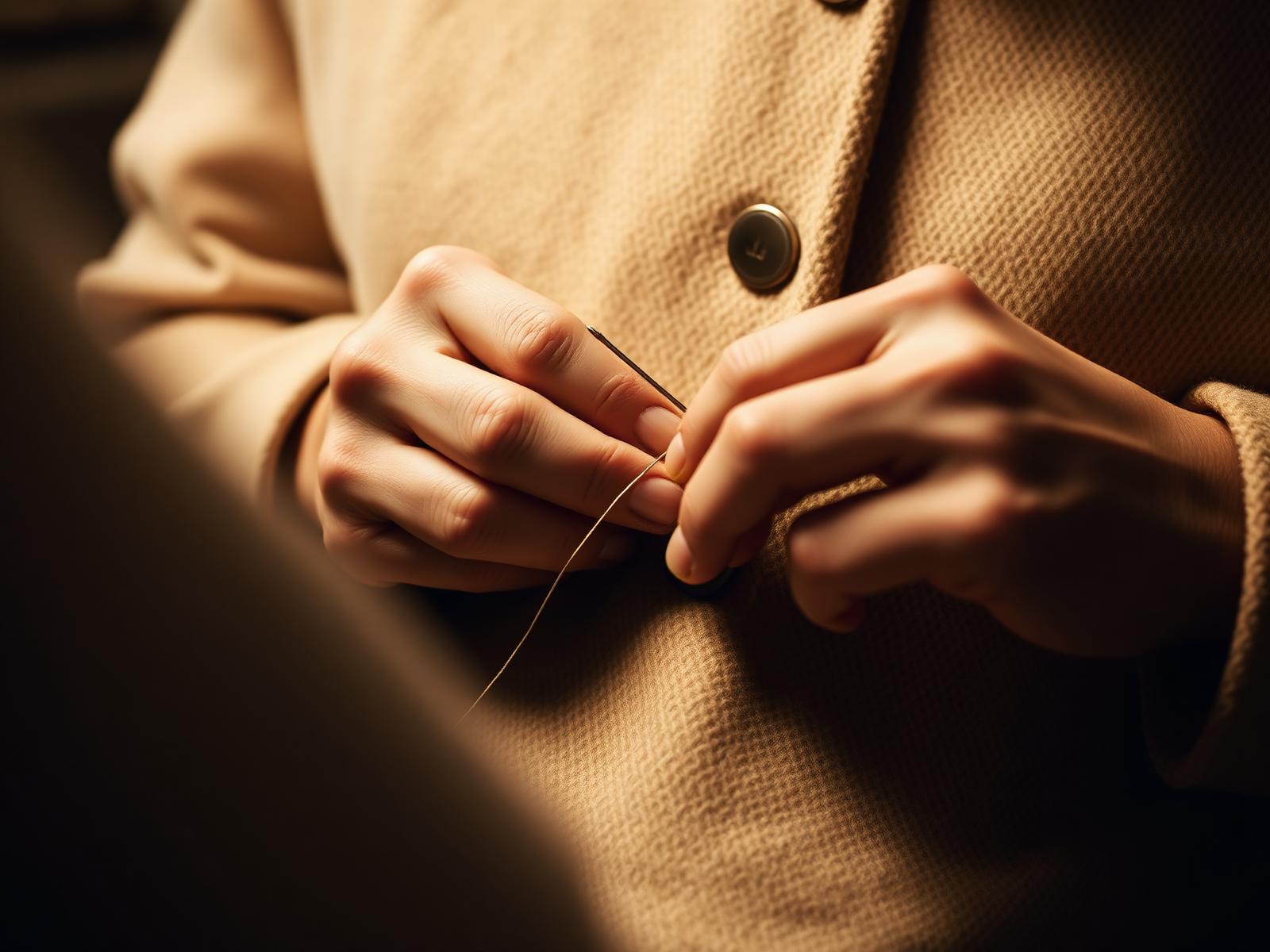 Hand-stitching detail at our Richmond tailoring workshop